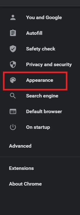  Open Appearence Tab