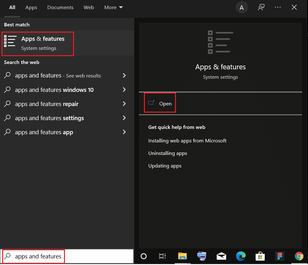 open apps and features from the windows search bar. How to Fix Netflix M7121-1331-P7 Error