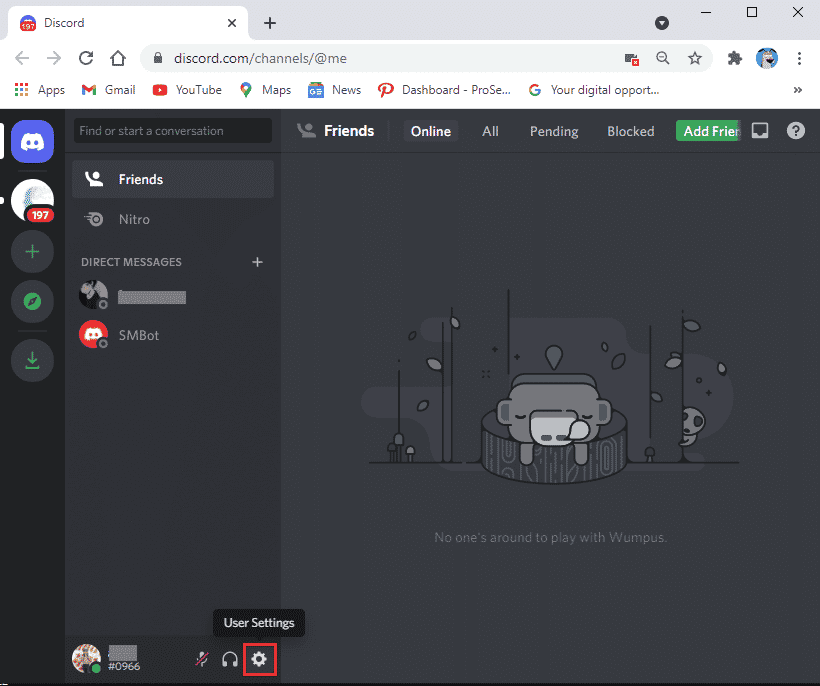 Open Discord and click on Settings