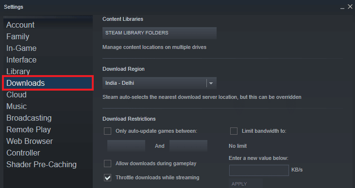 Open Downloads and click on CLEAR DOWNLOAD CACHE