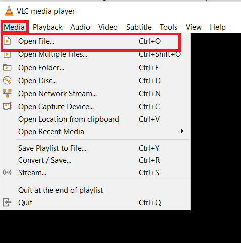 Open File option. How to Extract Frames from Video