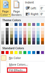 Open fill effects | How to Change Background Color in Microsoft Word