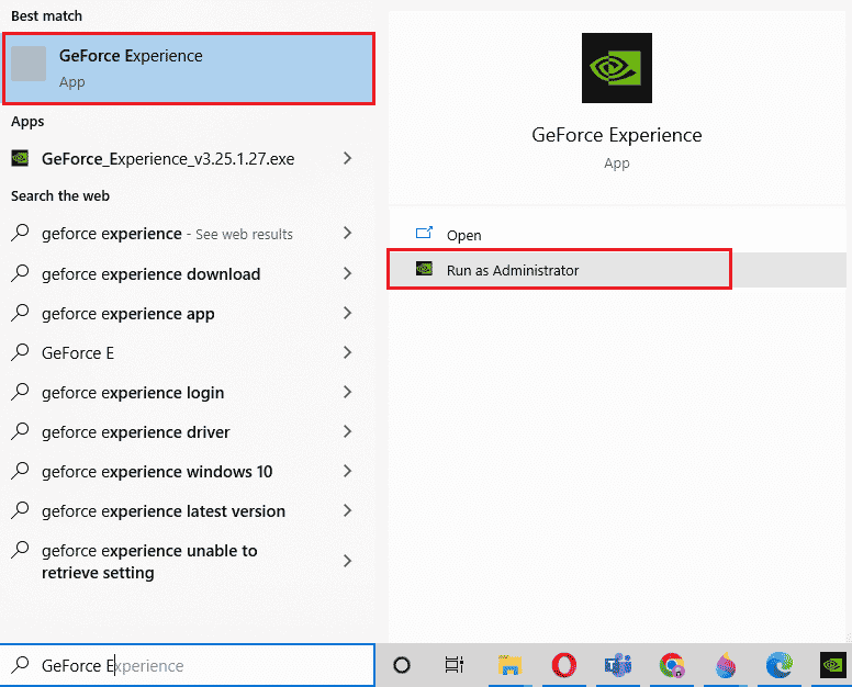 open geforce experience as administrator