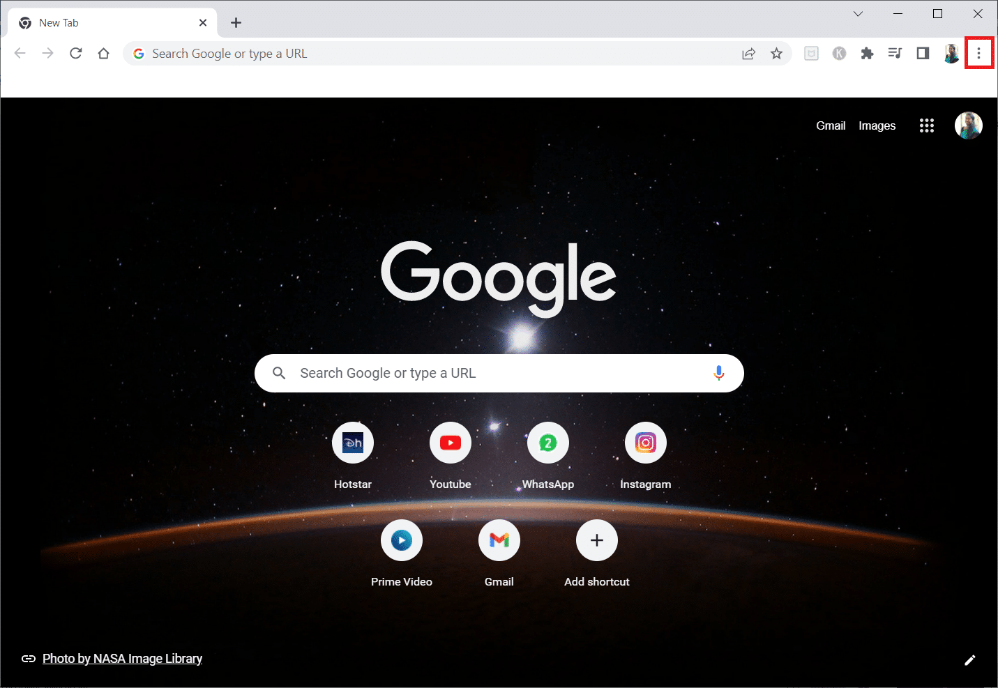 Open Google Chrome and click on the three vertical dots