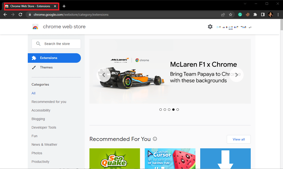 truy cập Cửa hàng Chrome trực tuyến