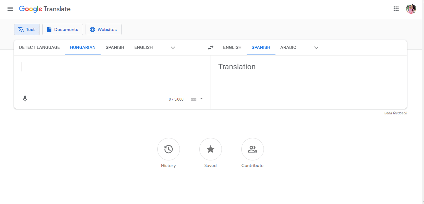 Open Google Translate on your desktop