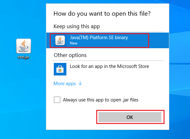 Open JAR file with Java TM Platform SE Binary app. How to Open JAR Files in Windows 10