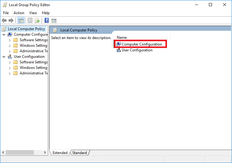 open local group policy editor and click on Computer configuration