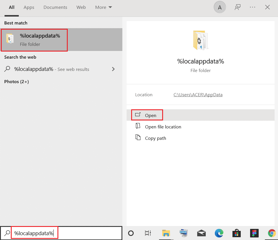 open localappdata folder from Windows search bar. Fix Discord Screen Share Not Working in Windows 10