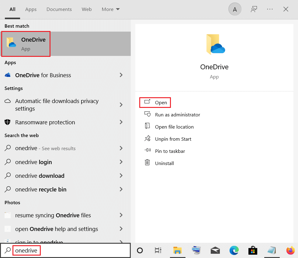 open onedrive from windows search