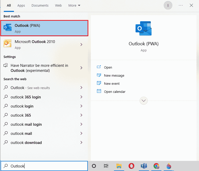 Open Outlook. Fix Outlook has run into an error that is preventing it from working correctly