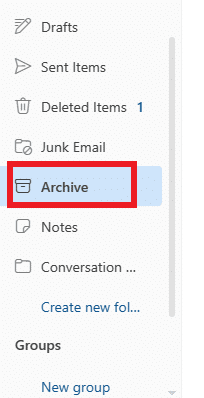 Откройте Outlook и нажмите «Архивировать» слева.