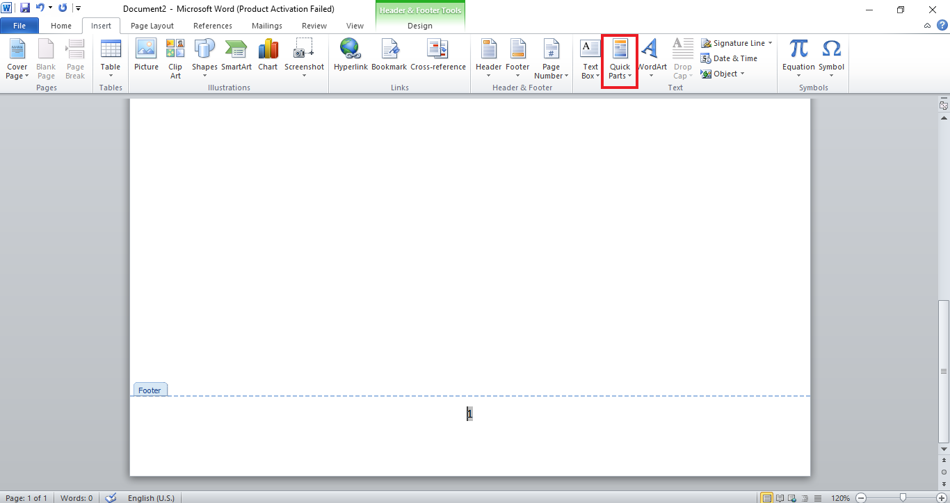 Open Quick Parts. How to Write Roman Numbers in Word