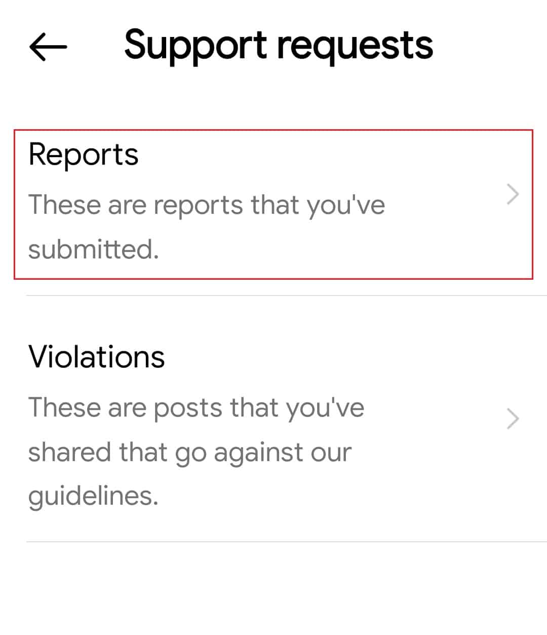 open reports in Support Requests menu. How Verify if accidentally reported someone on Instagram