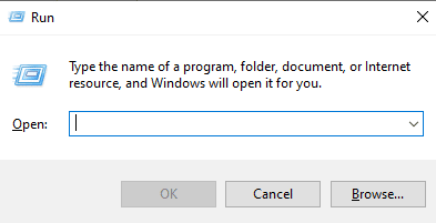 Open Run dialog box