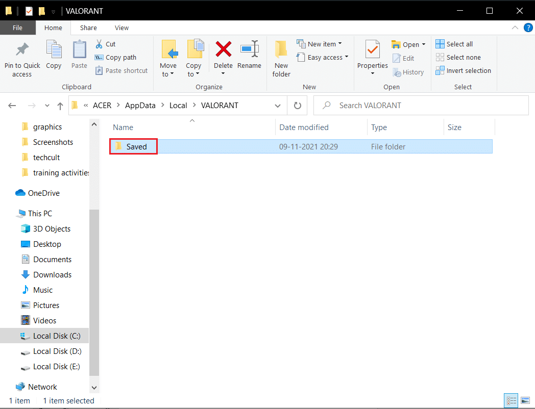 open saved folder in valorant local appdata folder