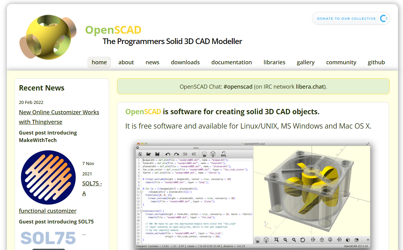 Maak SCAD oop. beste gratis CAD-sagteware vir 3D-drukwerk
