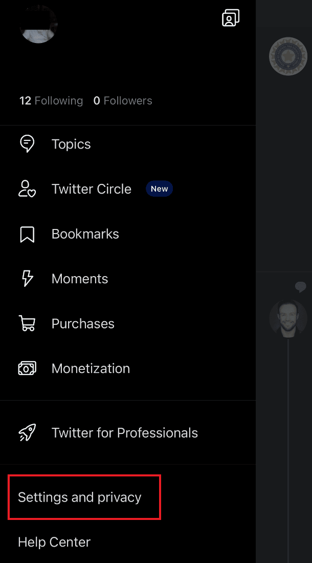 Open Settings and privacy