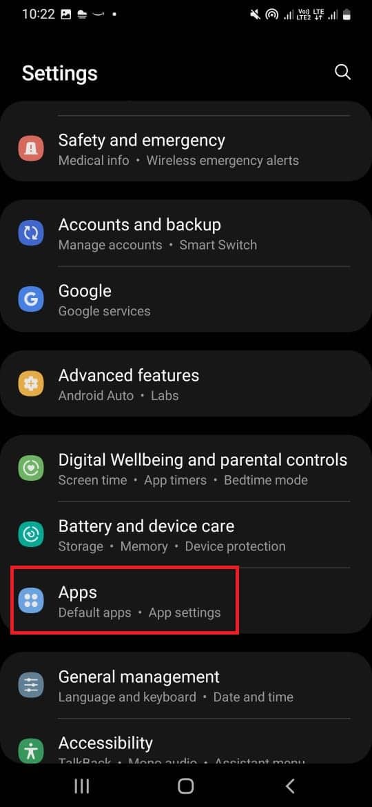 Open Settings on your phone and then navigate to Apps.