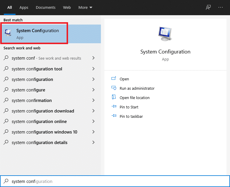 Open Start and search for System Configuration | Fixed: Uplay Fails to Launch