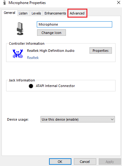 Open the Advanced tab. Fix Skype Can’t Access Sound Card in Windows 10