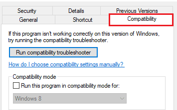 Open the Compatibility tab