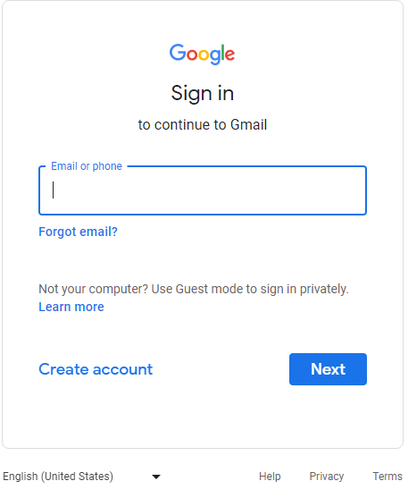 Open the Gmail login page