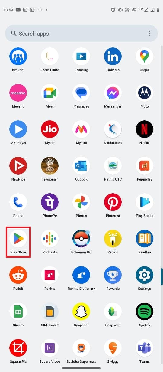 Open the Google Play Store from the phone menu