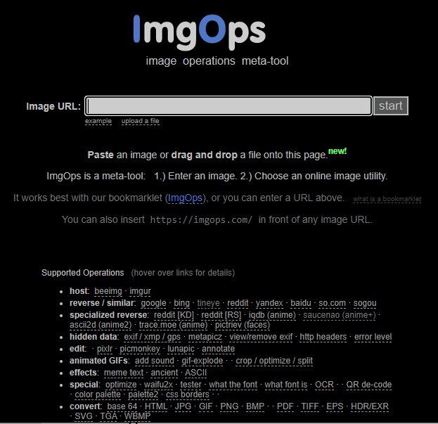 Open the ImgOps website