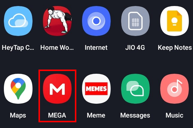 Open the mega app on your phone.