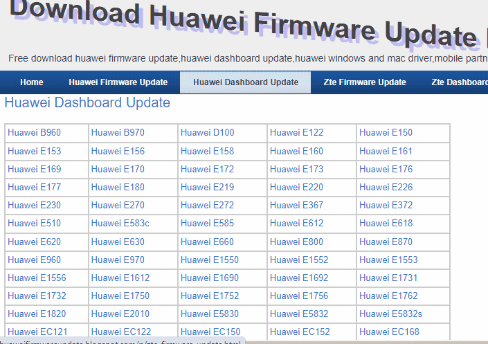 Abra el sitio web oficial para la actualización del panel de Huawei. Cómo desbloquear el módem Huawei