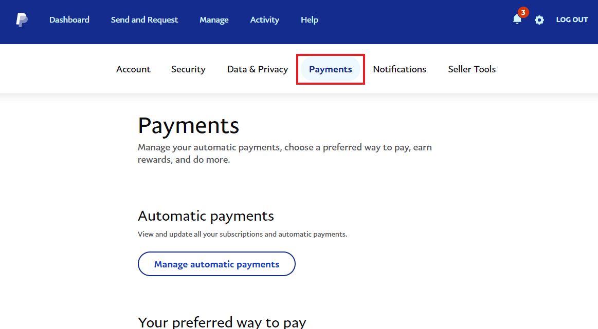 Open the Payments tab