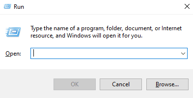 Open the Run dialog box 