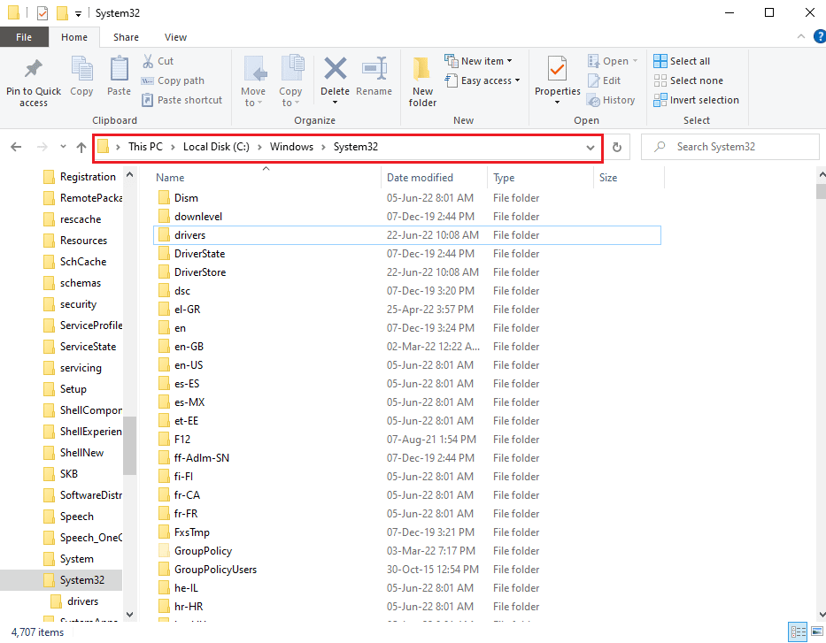 open the Windows Explorer on your PC and navigate to the System32 folder 