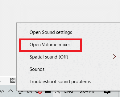 Open Volume Mixer option