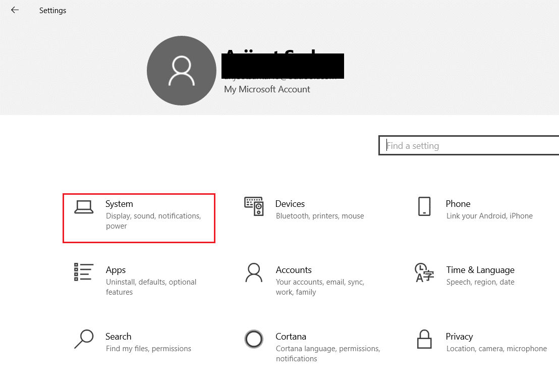open windows settings and click on system. Fix PC Won’t Connect to TV