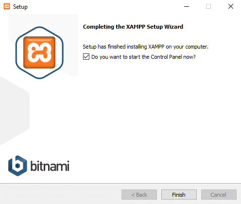 option check then after clicking finish your XAMPP control panel will open up