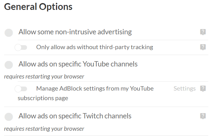 Options for allowing ads on Specific sites. Fix AdBlock Not Working on Twitch