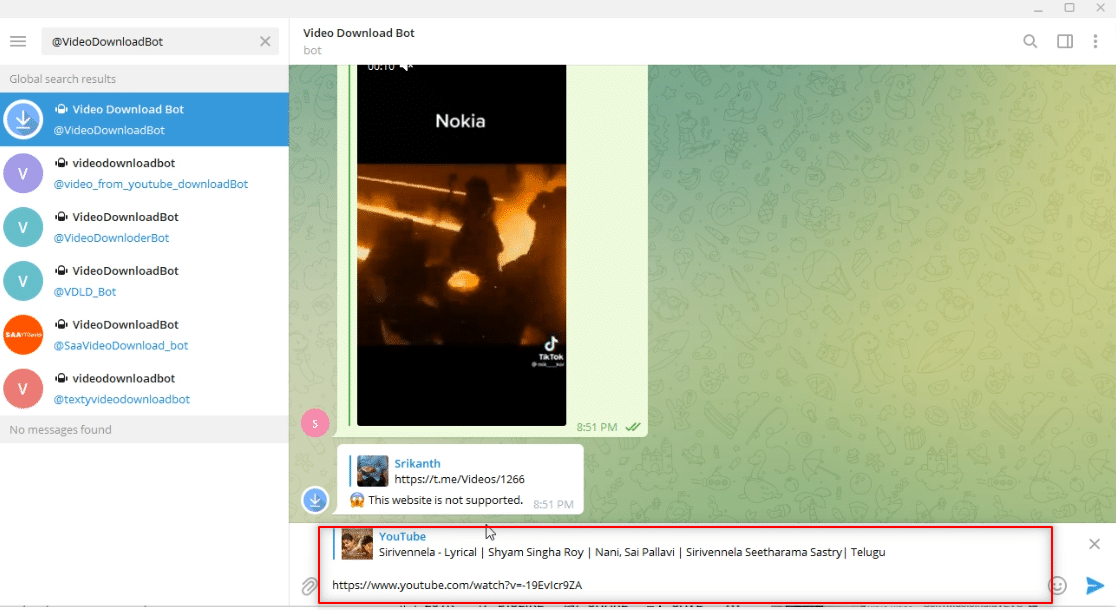 Paste the link in the message bar. How to Download Telegram Videos