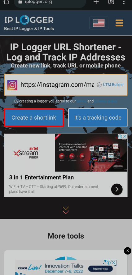 Paste the link into the bar and tap on Create a Short link. | How to Track an Instagram Account Location