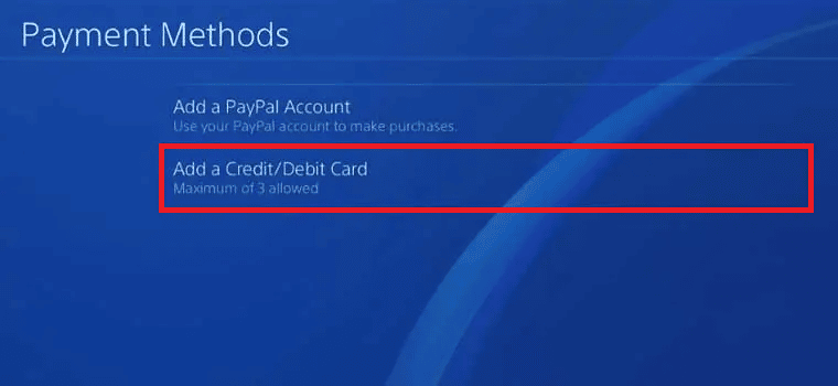 payment methods ps4