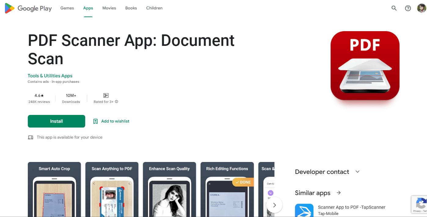 PDF Scanner App: Document Scan in play store