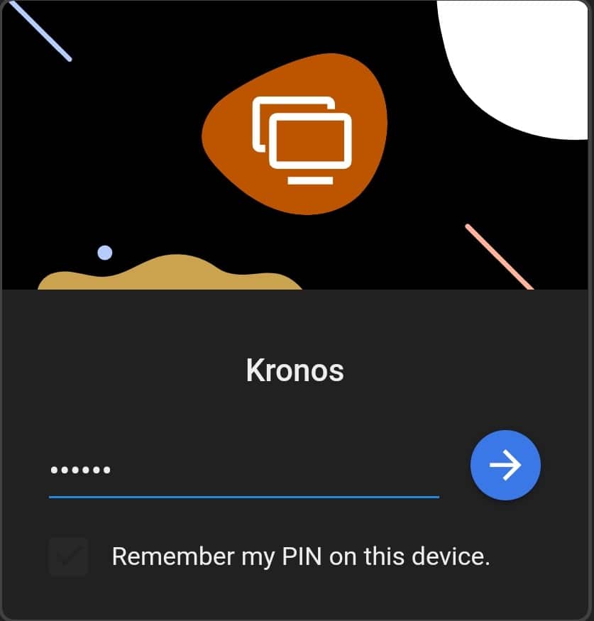 PIN for log in to remote access