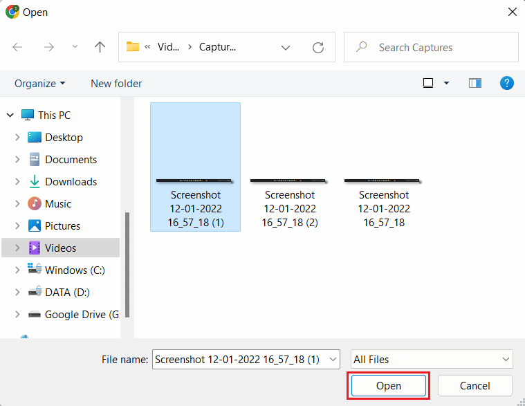 Pop up window to select the files to be attached