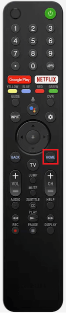 press Home button on sony smart tv remote