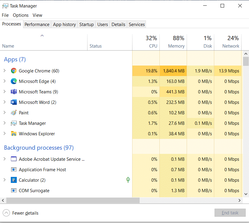 Press Ctrl, Shift, and Esc keys to launch Task Manager | How to Stop Microsoft Teams from Popping Up on Windows 10