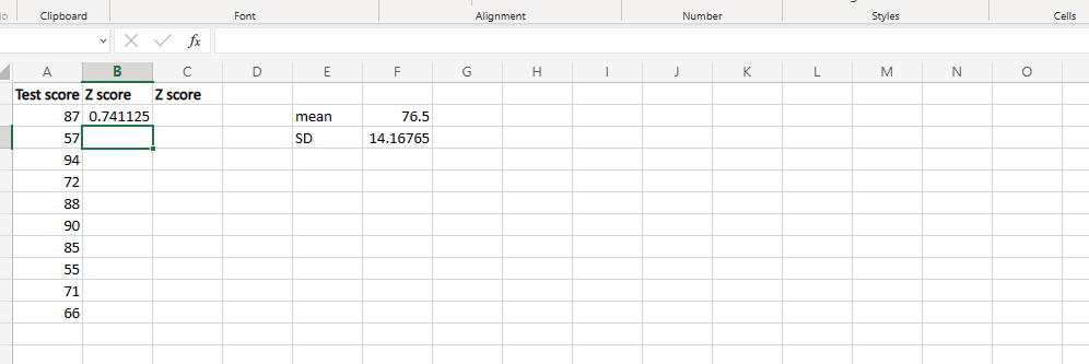 Нажмите Enter, чтобы получить оценку z. Как рассчитать Z-показатель в Excel