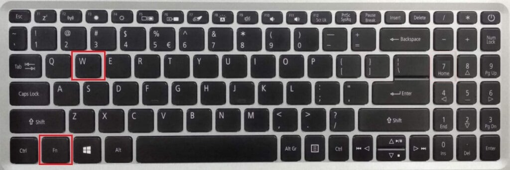 press fn and w keys on keyboard