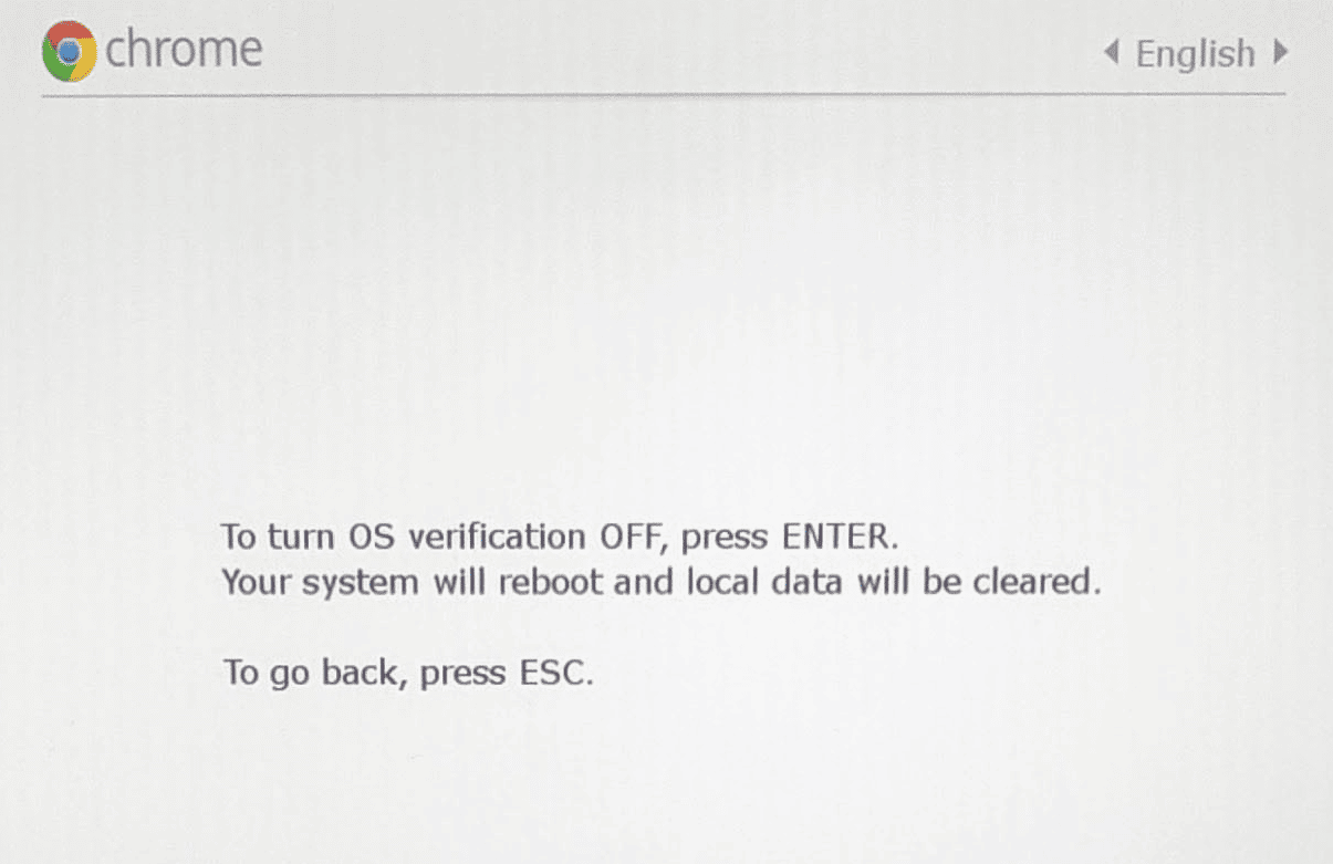 press the Space or Enter key to turn OS verification OFF
