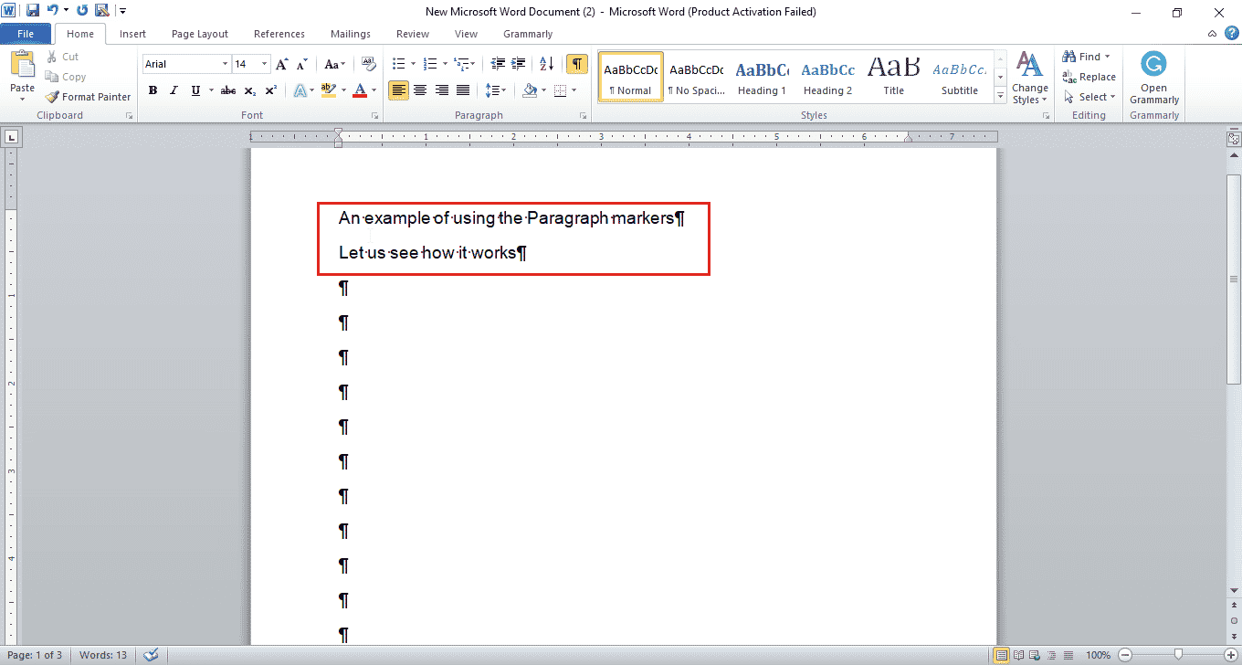 Press the Delete key to delete the highlighted blank spaces